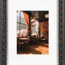 Golden State Art, 9X12 Ornate Finish Photo Frame with White Mat for 6X8 Picture & Real Glass, Color: Black with Silver & Burgundy