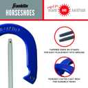 Franklin Sports Horseshoes Sets - Metal Horseshoe Game Sets for Adults + Kids - Official Weight Steel Horseshoes - Beach + Lawn Horseshoes Sets - Sets Include (4) Horseshoes and (2) Ground Stakes (Blue)