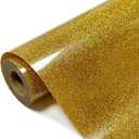 SCZENQI Glitter HTV Heat Transfer Vinyl Rolls- 10" x 8ft. Glitter HTV for Shirts. Iron on Vinyl and Heat Transfer Vinyl for All Cutters Machines. Easy to Cut & Weed Heat Vinyl Designs (Gold)