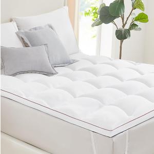 L'AGRATY Mattress Topper Full - Cooling Pillow Top Mattress Topper Full Size Extra Thick Plush Bed Topper Down Alternative Overfilled Soft Mattress Pad for Back Pain