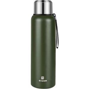 Insulated vacuum Thermo Bottle 1500ml/50.7oz with cup Stainless steel coffee bottles for hot and cold drink water flask.(Green,1500ml)