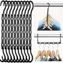 HOUSE DAY Black Magic Space Saving Hangers 10 Pack, Premium Smart Hanger Hooks, Sturdy Cascading Hangers with 5 Holes for Heavy Clothes, Closet Organizers and Storage, College Dorm Room Essentials