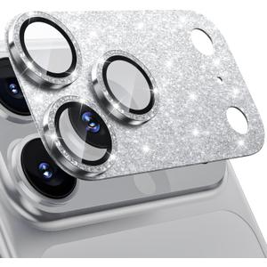 WSKEN for iPhone 17 Pro Max Camera Lens Protector, [Military Grade Shatterproof] [Strong Adhesion] Metal Aluminum Alloy Tempered Glass Camera Screen Protector, Glitter