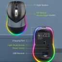 PEIOUS Wireless Mouse, Jiggler Mouse for Laptop - LED Mouse Rechargeable Computer Mice Mouse Mover Undetectable Random Movement with On/Off Button Keeps Computer Awake - Black & Grey