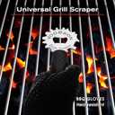 Grill Scraper Tool - Bristle Free Safe BBQ Cleaner with 1 Reusable Cleaning Gloves - Stainless Steel Heavy Duty Barbecue Brush Substitute Extended Handle & Bottle Opener Accessories