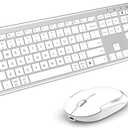 Bluetooth Keyboard Mouse, Multi-Device Wireless Keyboard and Mouse Combo, Dual-Mode(Bluetooth + USB), Ultra Slim, Rechargeable, for Windows/Mac OS (White and Silver)