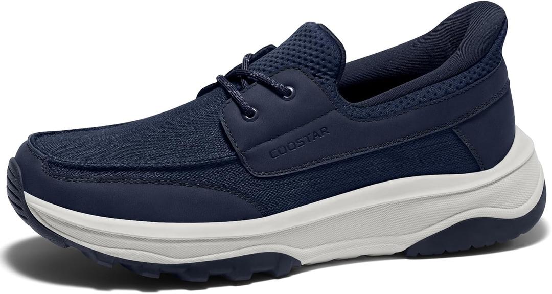 Coostar Mens Orthopedic Slip On Shoes with Arch Support Hands Free Loafers Casual Comfortable Walking Shoe (10.5 Wide, Navy)