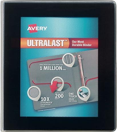 Avery Ultralast 3 Ring Binder, One Touch Slant Ring, Blue Binder