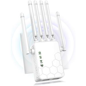 2025 New WiFi Extender Signal Booster, New Faster WiFi Extender Booster with 6 Antennas, 2 Ethernet Port,Coverage up to 11000 sq.ft, Long Range WiFi Repeater Wireless Router Amplifier,1-Tap Easy Setup