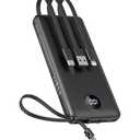 VEEKTOMX Portable Charger Built-in Cables,10000mAh Power Bank for iPhone,Fast Charge USB C Battery Pack Travel Essentials Powerbank Compatible with iPhone 17/16/15/14, Samsung S25/24, Android, etc