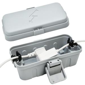 Hrensaw Small Weatherproof Electrical Connection Box(Inner 5.5 x 3 x 2.2inch), Outdoor Electrical Box, Waterproof Extension Cord Covers for Plug, Extension Cables, Holiday Lights, Grey