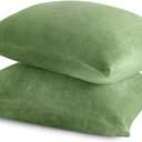 BEDELITE Flannel Pillowcases Standard Set of 2, Super Soft Fleece Pillow Case Cover with Zipper for Bedroom, Sofa, Couch,Luxury Cozy Velvet Pillow Shams for All Seasons(20x26 Inches, Sage Green)