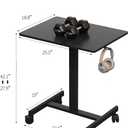 18.9 * 25.6 inch Mobile Standing Desk,T Shaped Pneumatic Adjustable Height Stand Up Desk,with Lockable Wheels,Ergonomic Standing Side Table for Home Office Work Computer Workstation Black+Gray
