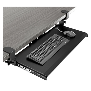 AX WABER Keyboard Tray Under Desk Pull Out with Extra Sturdy Adjustable C Clamp Mount System, 27.3 (32.5 inch Including Clamps) x 11 Inch Slide-Out Platform Computer Drawer for Typing, Black,AX01WB01