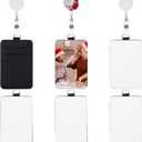Dunzoom 6 Set Blank Sublimation ID Card Holders DIY Retractable Heat Transfer ID Badge Holders with Pull Cord Print Vertical Plastic Badge Holder Gifts for Office Employees Colleague