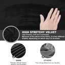 NeColorLife Velvet Ottoman Cover, Stretchable Footrest Slipcover with Elastic Band, Thick Stool Cover for Rectangle or Square Storage Ottoman (Large, Black)