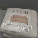 SureFit Form Fit Stretch Morgan Loveseat Slipcover - One Piece Polyester/Spandex Elastic Slipcover, Machine Washable (Loveseat Box Cushion, Ivory Color)