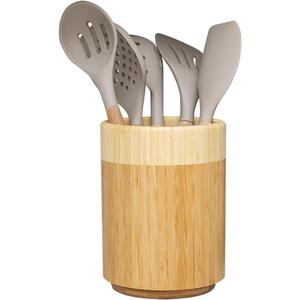 Samma Bamboo Utensil Holder - Space-saving Utensil Holder for Kitchen Counter - Rotating Kitchen Utensil Holder - Utensil Crock - Stylish Wooden Utensil Holder - Crock for Kitchen Utensils