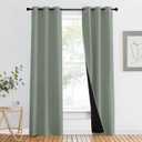 NICETOWN 100% Blackout Window Curtain Panels, Heat and Full Light Blocking Drapes with Black Liner for Nursery, 80" Drop Thermal Insulated Draperies (Greyish Green, 2 Pieces, 37" Wide Each Panel)
