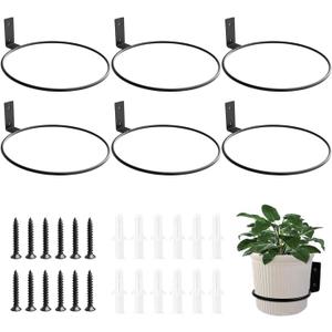 8 Inch Wall Mounted Plant Holder,Plant Wall Mount,Flower Pot Holder for Outside,Wall Planters for Indoor Plants (6 Pack) (Black) 8 Inch Wall Mounted Plant Holder,Plant Wall Mount,Flower Pot Holder for Outside,Wall Planters for Indoor Plants (6 Pack) (Black)