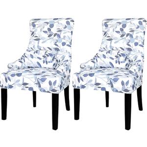 Lellen Wingback Side Chair Slipcover - Wingback Chair Covers with Pattern, Stretch Armless Wingback Chair Slipcover, Wingback Dining Chair Covers, Arm Chair Protector Cover for Home Decor 2PCS