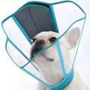 Adjustable Deep Dog Cone Collar for Dogs to Stop Licking, Soft Transparet E Collar for Medium Dogs After Surgery, Comfort Wound Recovery Cone with Padding, Foldable & Easy-Clean Pet Cone(Blue-Green,M)