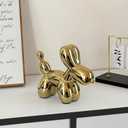 Ceramic Balloon Dog Statues Gold Home Decor Modern Decorative Ceramic Animal Statues Ornaments for Living Room Bedroom Office Desktop Cabinets Cute Dog (Medium)