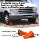 Wheel Chocks, 4 PACK Heavy Duty Wheel Chocks for Car with Rope for Easy Removal, Durable, Non-Slip, Hard Plastic Tire Stopper Blocks for RV, Camper, Trailer, Effective in Keeping Your Vehicle in Place (Orange)