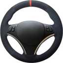 MEWANT Steering Wheel Cover Compatible with BMW E87 E81 E82 E88 E91 E92 E93 E84 E92 E92 E93 2007-2013 Hand-Stitched Steering Wheel Wrap (black suede)