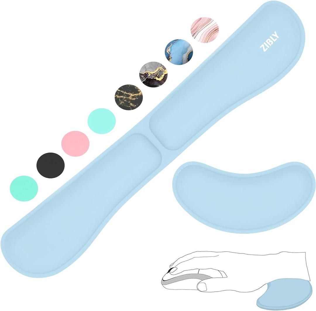 ZIBLY Wrist Rest Keyboard and Mouse Set - Anti-Skid Non Slip Ergonomic Wrist Cushion Support Pad - Easy Typing, Pain Relief - Premium Memory Foam for Work from Home Gaming Computer Laptop (Blue)