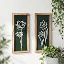 3D Floral Wall Art with 7''16'' Botanical Textured Framed Artwork Decor Wall Art for Living Room Bedroom Office Bathroom Decor Wall Modern Boho Farmhouse Decor Wooden Ready to Hang (Set of 2)