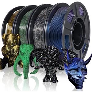 YOUSU 3D Printer Filament Galaxy PLA Filament 1.75mm, 3D Printing Filament Bundle, Multi Color PLA Filament Glitter 250g X 4 Color Pack.