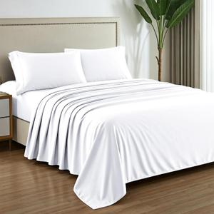 Mayfair Linen 100% Egyptian Cotton Sheets California King Size - 1000 Thread Count Cal King Sheets, 16" Deep Pocket Sateen Weave, Extra Soft, Cooling, Luxury Hotel Bed Sheet Set - White