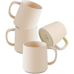 T-WARE 16 Oz Coffee Mugs, Matte Beige Mug Set of 4, Ceramic Mugs Coffee, Solid Color Coffee Cups Ceramic