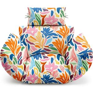 MAGIC ELEPHANT Egg Chair Cushion, Memory Foam Indoor Outdoor Hanging Egg Chair Cushion Replacement, Patio Basket Swing Cushion with Headrest (Multicolor Leaves)47"L x 31"W