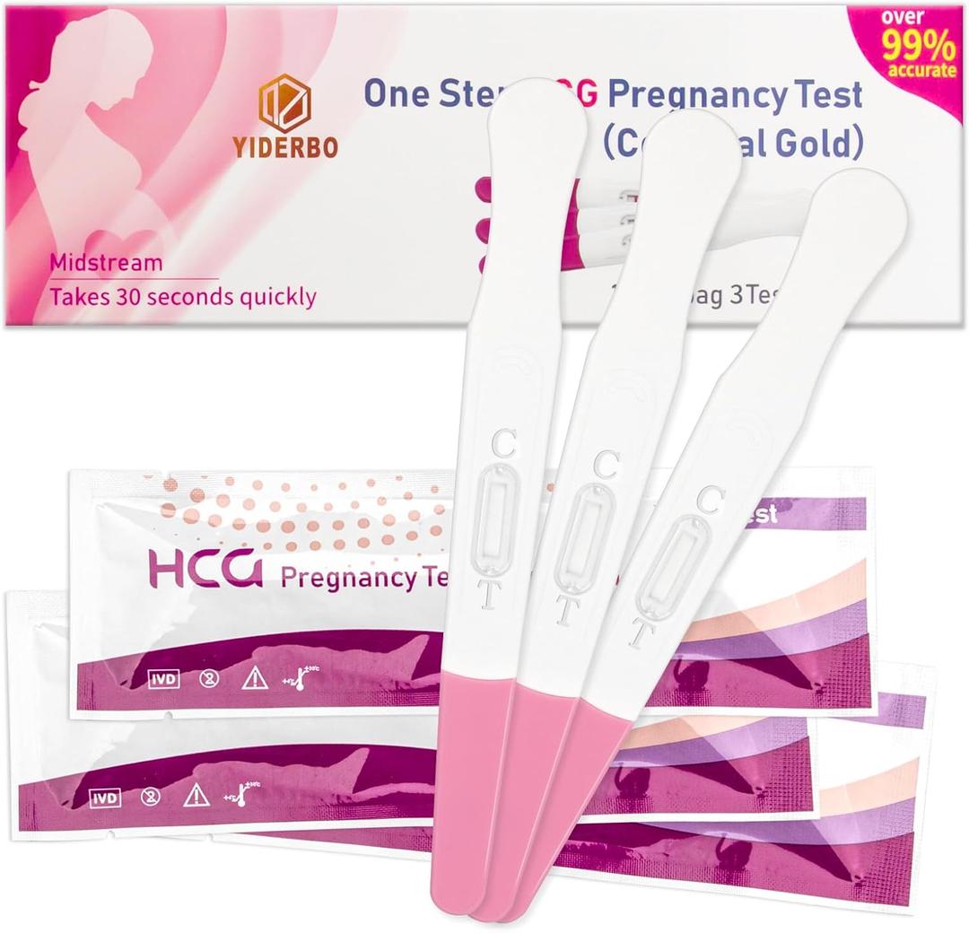 Pregnancy-Test Sticks-HCG Pink-Clear Early-Detection 3Count in 30 Seconds Individually Wrapped