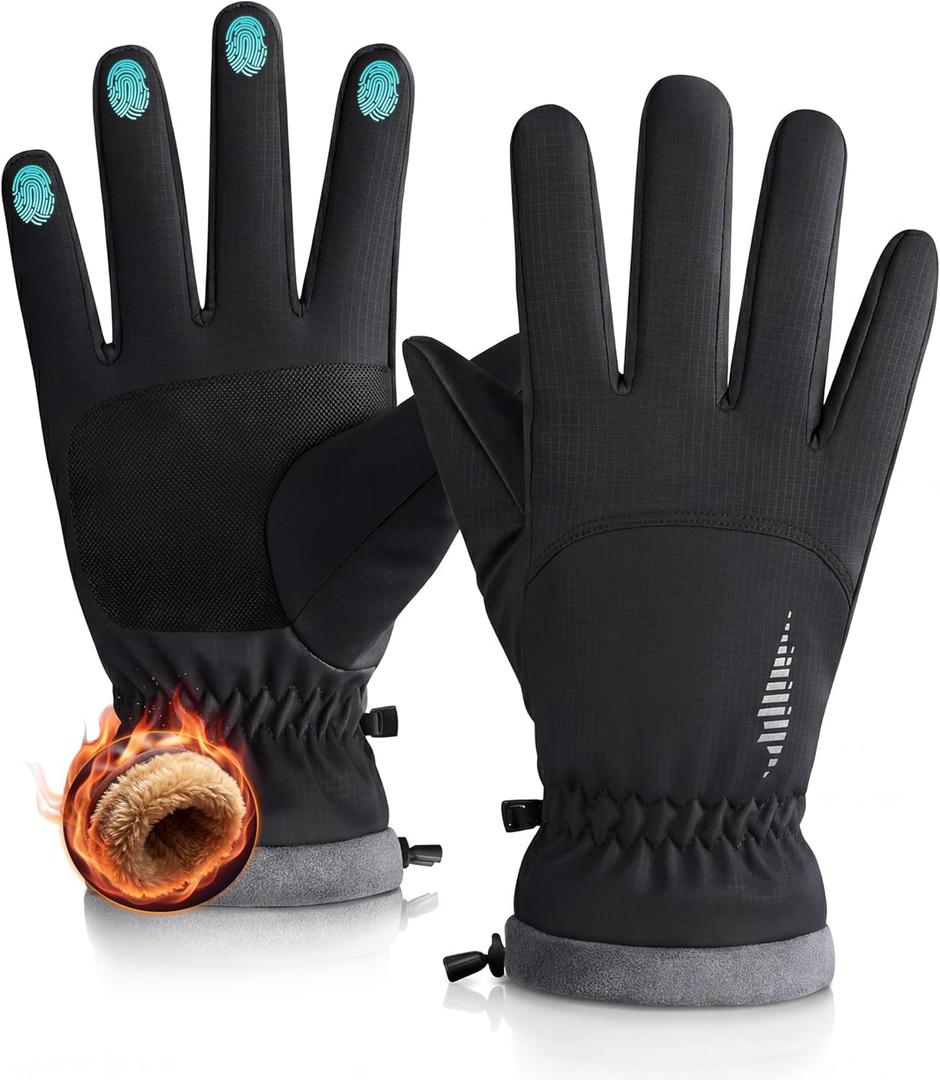 rivmount Winter Waterproof Ski Snow Warm Gloves for Women Men, Windproof Cold Weather Thermal with Touchscreen Fingers, for Running Driving Cycling Hiking Biking Outdoor Sports Daily Work (X-Large, Black)