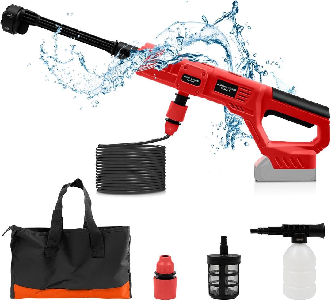 Cordless Pressure Washer Compatible with Milwaukee18V Battery, Cordless Power Pressure Jet Washer with 6-in-1 Nozzle Foam Pot, 16ft Hose for Car, Home, Lawn, Garden, Fence (Body Only)