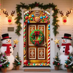 Christmas Tree Door Banner Fabric Decoration for House, Doorway, and Wall, 71 x 35 Inch (01)