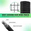 Garden Fence Black PVC Coated Welded Wire Fencing 48 Inch x 100 Foot, 2 Inch x 3 Inch 16GA, Garden Border Fencing Roll Vinyl Coating Metal Wire Mesh for Yard Vegetable Plant Protection Poultry Netting