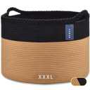 COMSE Extra Large Blanket Basket, Woven Laundry Basket, 21.7x 13.8, Nursery Hamper, Cotton Rope Laundry Hamper Living Room for Storage Toys Clothes Towels (Black & Camel)