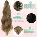 FELENDY 16" Ponytail Extension Claw Clip Wavy Ponytails Hair Extension Curly Long Pony Tails Natural Looking Hairpiece for Women Synthetic Blonde Mix Light Brown