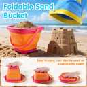 Beach Toys for Kids, Sand Toys Set with Collapsible Sand Bucket, 20 Shovel, Marine Life & Vehicles Molds Sand Castle Toys and Storage Bags, Travel Beach Toys for Toddler 3-10