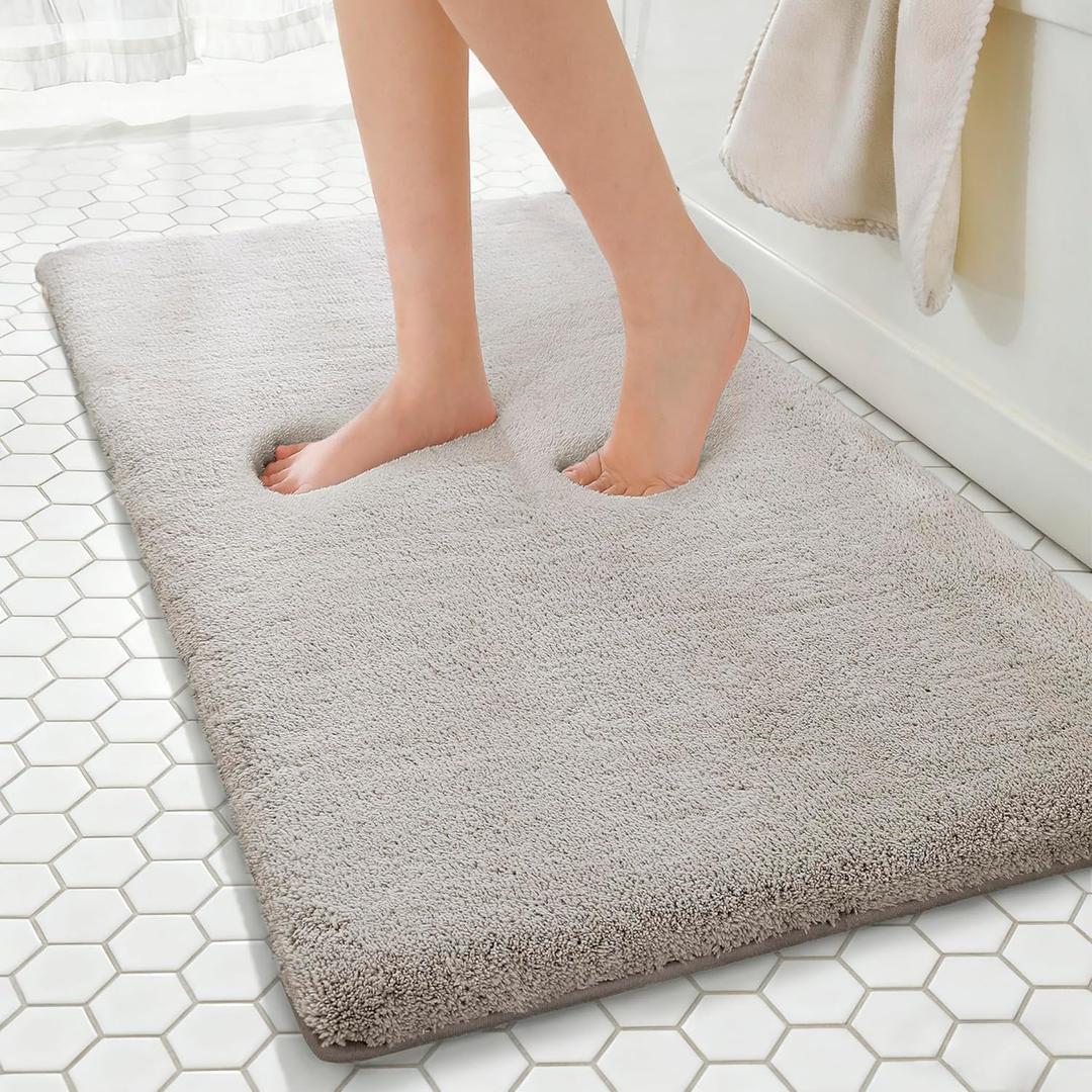 MINIDEAR Bathroom Rugs 60x20 Tan - Thick Memory Foam Bath Mat, Ultra Soft & Plush Fluffy, Non-Slip, Quick Dry, Absorbent Washable Floor Microfiber Mat for Tub, Home Decor Accessories