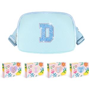 COSHAYSOO Blue Girls Purse Crossbody Initial Fanny Pack Letter Belt Bag for 6 7 8 9 10 11 12 Year Old Girl Birthday Christmas Gifts Party Favor Presents, Preteen Tween Girly Trendy Stuff Monogram D