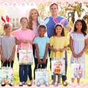 Photect 6 Pcs Easter Tote Bags 13.78 x 13.39 Inch Canvas Bunny Gifts Bags for Spring Happy Easter Party Supplies