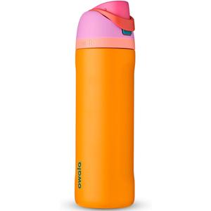 FreeSip Insulated Stainless Steel Water Bottle with Straw for Sports and Travel, BPA-Free, 24-oz, Orchid/Orange (Tropical) (24 Ounces)