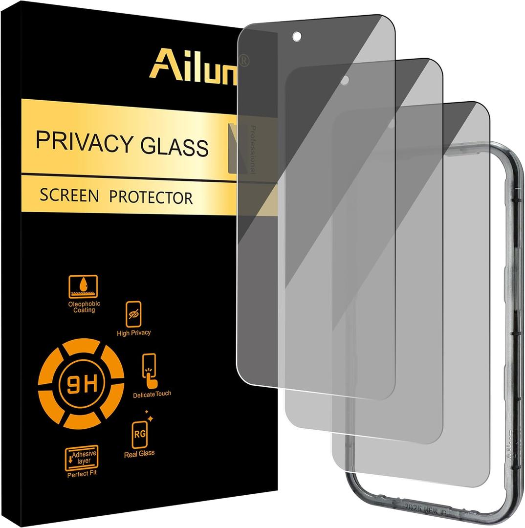 Ailun 3 Pack for iPhone Air Privacy Screen Protector [6.5 inch] with installation frame, Anti Spy Private Tempered Glass Anti-Scratch Case Friendly[Not for iPhone 17/17 Pro/17 Pro Max]