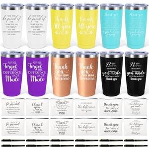 iAOVUEBY 12 Set Employee Appreciation Gifts Bulk, Gift for Coworkers Teachers Nurses, 12OZ Inspirational Stainless Steel Tumbler Makeup Bags Pen Thank You Gifts For Women Men Team Staffs