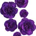 Letjolt Artificial Paper Flowers Decorations for Wall 3D Artificial Flowers for Wedding Backdrop Home Decor Baby Shower Bridal Shower(Purple Set 6)